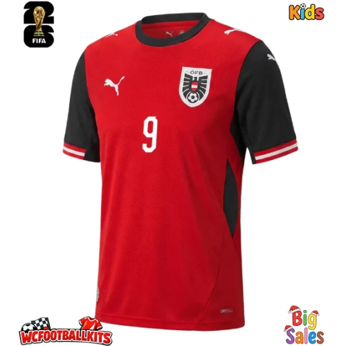 Austria Marcel Sabitzer #9 Replica Home Stadium Kit for Kids World Cup 2026 Short Sleeve (+ pants)